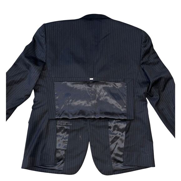 PRONTO UOMO PLATINUM Mens Pinstripe Sport Coat 50 L Black Wool‎ 2 Button EUC - Picture 6 of 8